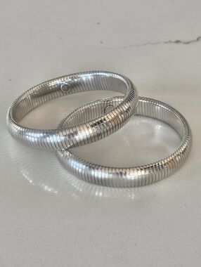 Vintage Godfrey Carter Sterling Silver Tubogas Snake Stretch Bangle Bracelet